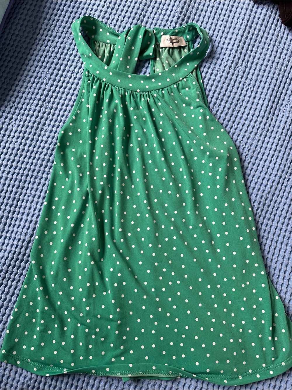 Beacon Green Polka Dot Halter Tank Top